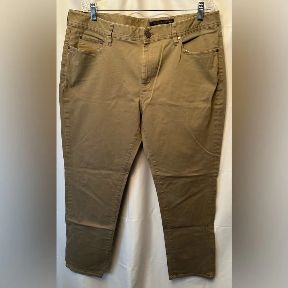 J Hilburn Tan Khaki Brushed Twill 5 Pocket Chino Pants Cotton Spandex Size 38-40